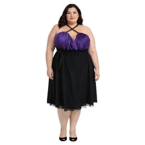 Snap Purple satin Black prom homecoming occasion whimsygoth Dress 3x